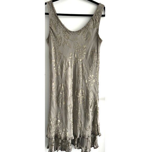 Capri by Mon Cheri Silk Sage Dress Sz  14 - Picture 1 of 10
